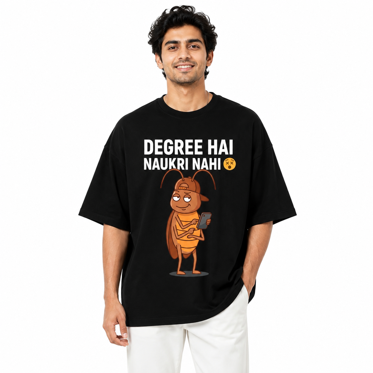 Degree Hai Naukri Nahi — Funny Hindi Oversized T-Shirt
